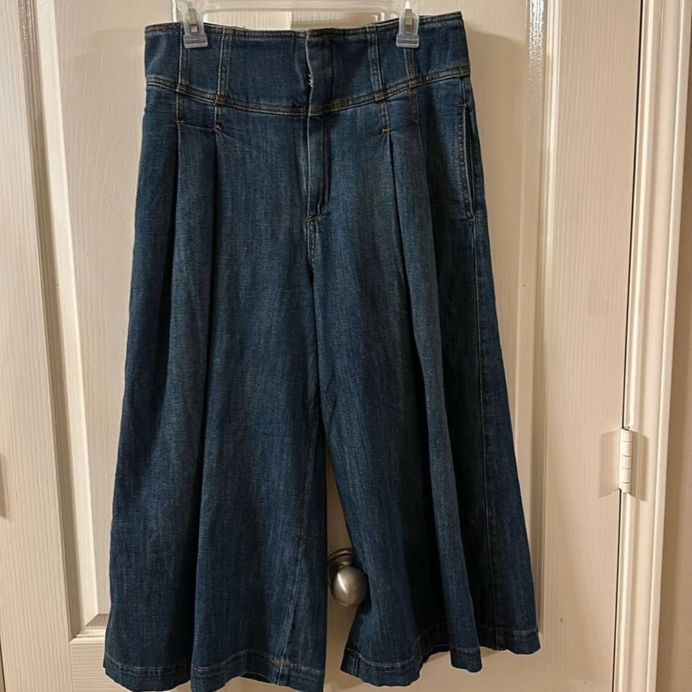 ANTHROPOLOGIE Size 30 PILCRO Pleated Culotte Mid-Rise Wide-Leg Jeans